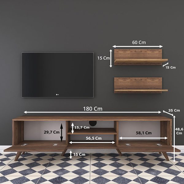 182 000025 4 Tv unit Jasmine pakoworld in walnut color 80x35x48.5cmIndoor furniture > Living room sets