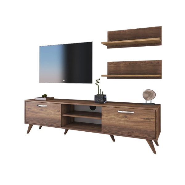 182 000025 Tv unit Jasmine pakoworld in walnut color 80x35x48.5cmIndoor furniture > Living room sets
