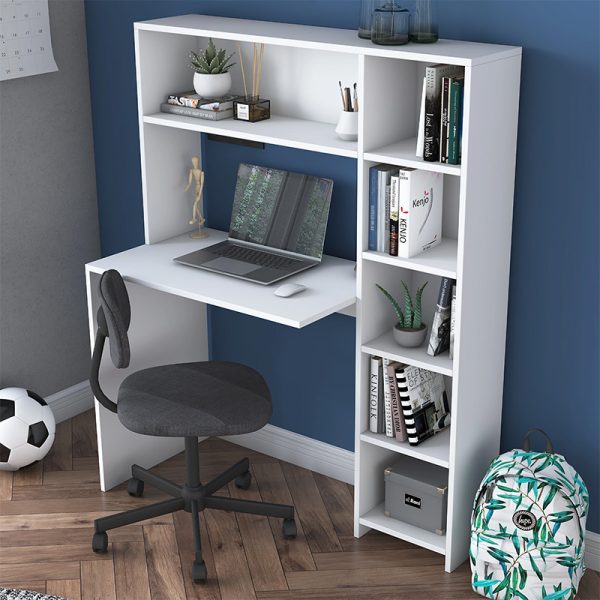 182 000033 2 Desk with libradry Janson pakoworld white 113x40x142cmOffice furniture > Working desk