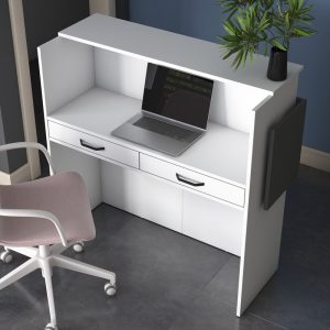 182 000070 2 Reception desk Triana pakoworld melamine white-dark grey 110x40x110cmOffice furniture > Reception