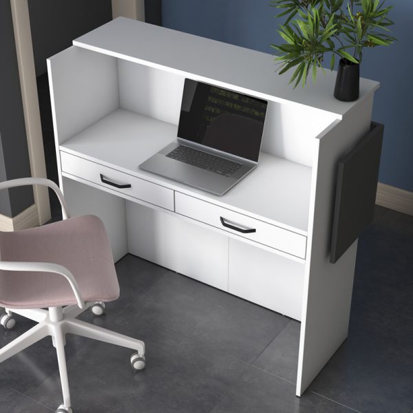 182 000070 2 Reception desk Triana pakoworld melamine white-dark grey 110x40x110cmOffice furniture > Reception