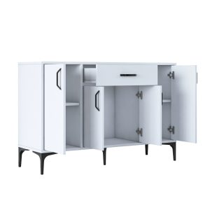182 000076 2 Buffet Luther pakoworld white melamine-black metal leg 120x40x78.5cmIndoor furniture > Buffets