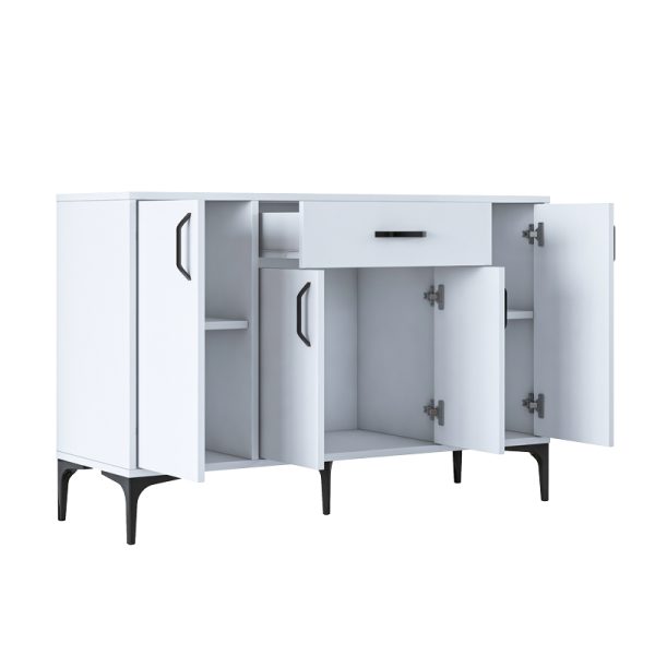 182 000076 2 Buffet Luther pakoworld white melamine-black metal leg 120x40x78.5cmIndoor furniture > Buffets