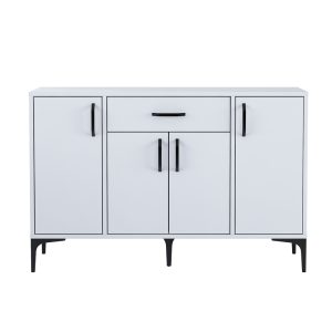 182 000076 3 Buffet Luther pakoworld white melamine-black metal leg 120x40x78.5cmIndoor furniture > Buffets