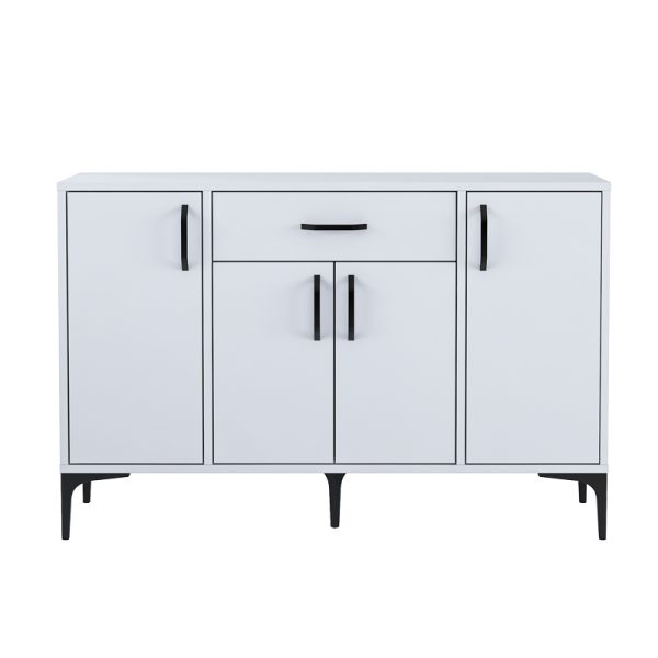 182 000076 3 Buffet Luther pakoworld white melamine-black metal leg 120x40x78.5cmIndoor furniture > Buffets