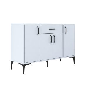 182 000076 Buffet Luther pakoworld white melamine-black metal leg 120x40x78.5cmIndoor furniture > Buffets