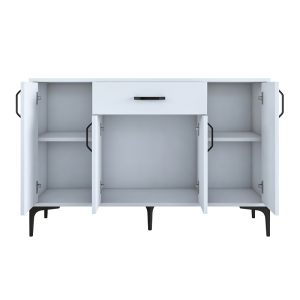 182 000076 4 Buffet Luther pakoworld white melamine-black metal leg 120x40x78.5cmIndoor furniture > Buffets