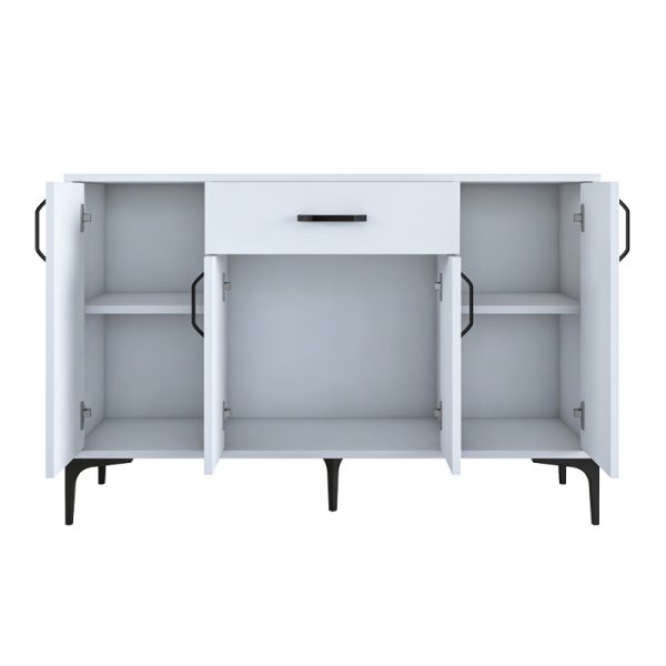 182 000076 4 Buffet Luther pakoworld white melamine-black metal leg 120x40x78.5cmIndoor furniture > Buffets