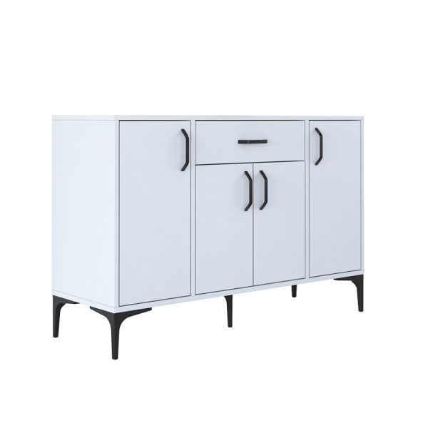 182 000076 Buffet Luther pakoworld white melamine-black metal leg 120x40x78.5cmIndoor furniture > Buffets