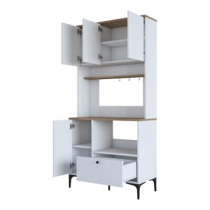 182 000114 2 Kitchen cabinet Bender pakoworld in white-natural color 90.2x40x184.2cmIndoor furniture > Home organization > Kitchen > Shelves