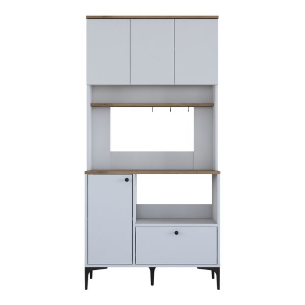 182 000114 3 Kitchen cabinet Bender pakoworld in white-natural color 90.2x40x184.2cmIndoor furniture > Home organization > Kitchen > Shelves