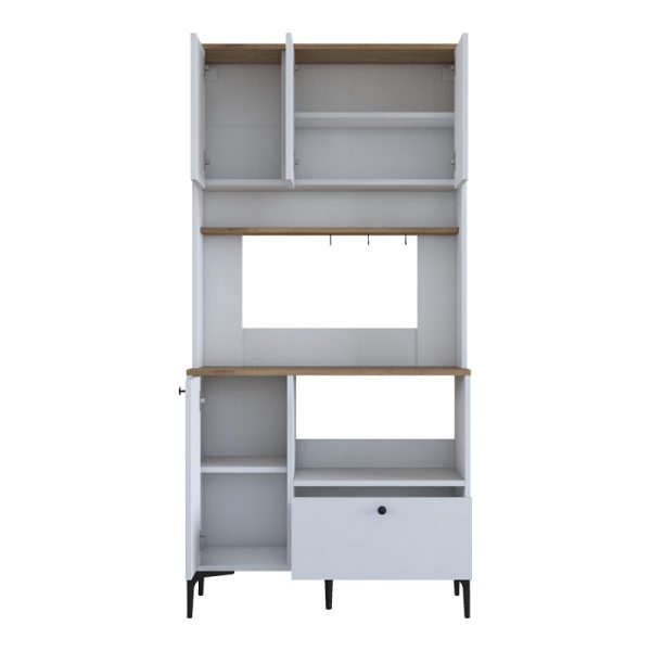 182 000114 4 Kitchen cabinet Bender pakoworld in white-natural color 90.2x40x184.2cmIndoor furniture > Home organization > Kitchen > Shelves