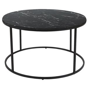 197 000163 Coffee table Emilian pakoworld black marble melamine-black metal D60x42cmIndoor furniture > Coffee tables