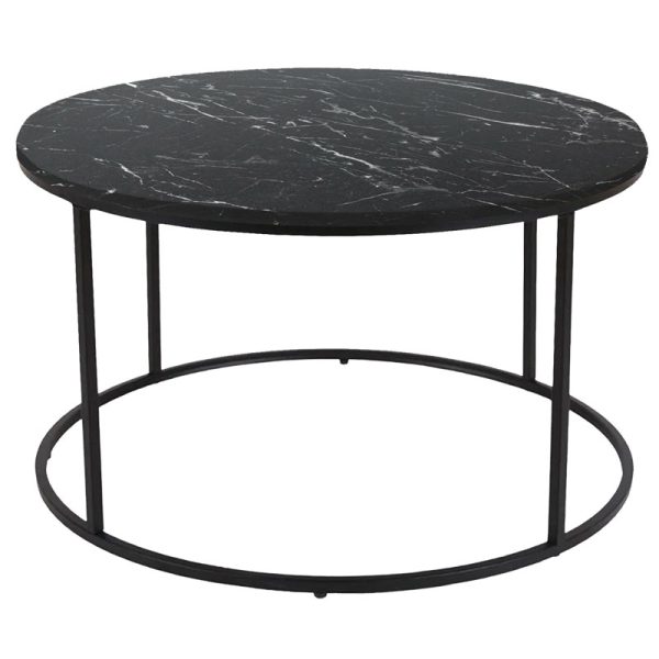 197 000163 Coffee table Emilian pakoworld black marble melamine-black metal D60x42cmIndoor furniture > Coffee tables