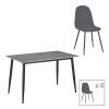 200 001061 Julita-Cuba dining table set of 5 pakoworld MDF-PP in black-sonoma color 120x70x76cmIndoor furniture > Dinning sets