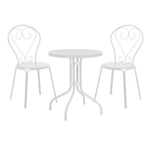 200 001136 Watson-Chari pakoworld dining set 3pcs metal in white shadeOutdoor furniture > Garden food table