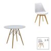 200 001242 Julita dining table set of 5 pakoworld MDF and beech wood in white-natural shade D80x73cmIndoor furniture > Dinning sets