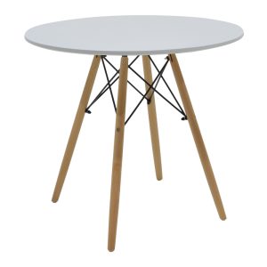 200 001242 4 Julita-Gaston dining table set of 5 pakoworld MDF and beech wood in white-natural shade D80x73cmIndoor furniture > Dinning sets
