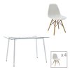 200 001247 Dining table set of 3 pieces Manka-Julita pakoworld in white color 80x80x77cmIndoor furniture > Dinning sets