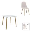 200 001254 Bella-Natali pakoworld dining table set of 5 pcs MDF white-natural legs 120x80x76cmIndoor furniture > Dinning sets