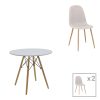 200 001255 Julita-Noor pakoworld dining table set of 3 pcs MDF white-beige fabric Φ60x73cmIndoor furniture > Dinning sets