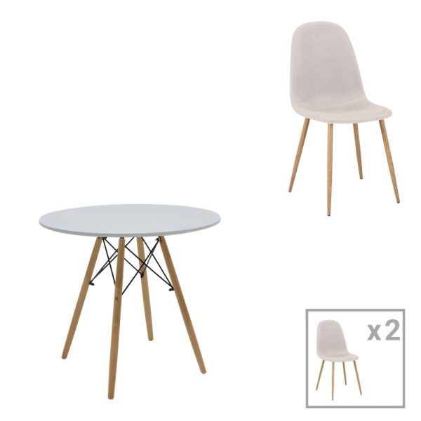 200 001255 Bella-Julita dining table pakoworld MDF white-natural legs Φ80x73cmIndoor furniture > Dinning sets