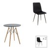 200 001266 Julita-Noor pakoworld dining table set of 3 pcs MDF black-beige fabric Φ60x73cmIndoor furniture > Dinning sets