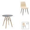 200 001274 Julita-Noor pakoworld dining table set of 5 pcs MDF black-beige-natural Φ80x73cmIndoor furniture > Dinning sets