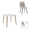 200 001275 Dining table Julita-Noor pakoworld set of 5 pcs MDF white-grey-natural legs D80x76cmIndoor furniture > Dinning sets