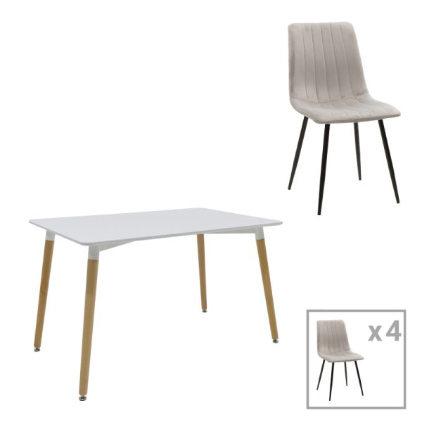 200 001279 Dining table Natali-Noor pakoworld set of 3 pcs MDF white-grey-natural legs 120x80x76cmIndoor furniture > Dinning sets