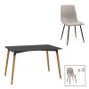 200 001280 Dining table Natali-Noor pakoworld set of 3 pcs MDF white-grey-natural legs 80x80x76cmIndoor furniture > Dinning sets