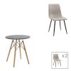 200 001284 Natali-Noor pakoworld dining table set of 3 pcs MDF black-natural legs 80x80x73cmIndoor furniture > Dinning sets
