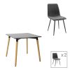 200 001288 Dining table Julita-Noor pakoworld set of 5 pcs MDF white-dark grey-natural legs D80x73cm