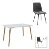 200 001289 Dining table Natali-Noor pakoworld set of 3 pcs MDF white-dark grey-natural legs 80x80x76cm