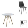 200 001291 Dining table Natali-Noor pakoworld set of 3 pcs MDF black-dark grey-natural legs 80x80x76cm