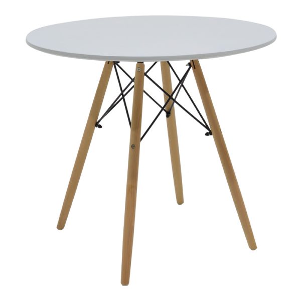 200 001291 4 Dining table Julita-Noor pakoworld set of 5 pcs MDF white-dark grey-natural legs D80x73cm