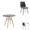 200 001292 Dining table Julita-Noor pakoworld set of 3 pcs MDF white-dark grey-natural legs D60x73cm