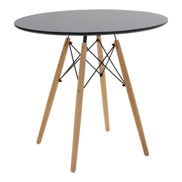 200 001292 4 Dining table Julita-Noor pakoworld set of 5 pcs MDF black-dark grey-natural legs D80x73cm