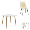 200 001295 Dining table Natali-Noor pakoworld set of 3 pcs MDF white-dark grey-natural legs 80x80x76cm