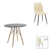 200 001300 Julita-Noor pakoworld dining table set of 3 pcs MDF black-beige fabric Φ60x73cmIndoor furniture > Dinning sets