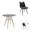 200 001307 Bella-Natali pakoworld dining table set of 3 pcs MDF white-natural legs 80x80x76cmIndoor furniture > Dinning sets