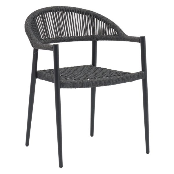 216 000014 Armchair Freiburg pakoworld aluminum dark grey-PP greyOutdoor furniture > Garden armchairs