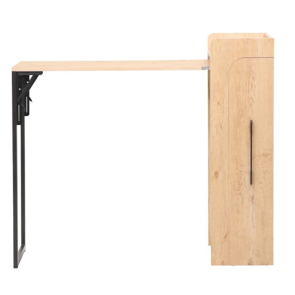 225 000053 3 Winely pakoworld melamine bar table in natural shade and black metal 122x44.5x108cmIndoor furniture > Dining Tables