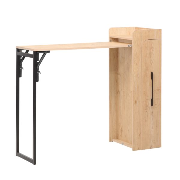 225 000053 Winely pakoworld melamine bar table in natural shade and black metal 122x44.5x108cmIndoor furniture > Dining Tables
