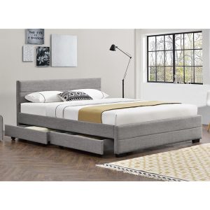 234 000005 2 Double bed Antigone pakoworld fabric light grey with storage 160x200cmIndoor furniture > Beds