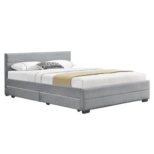 234 000005 Double bed Antigone pakoworld fabric light grey with storage 160x200cmIndoor furniture > Beds