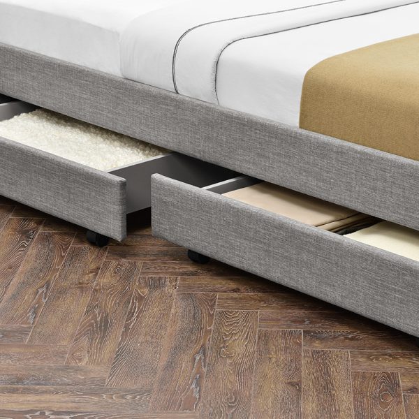 234 000005 4 Double bed Antigone pakoworld fabric light grey with storage 160x200cmIndoor furniture > Beds