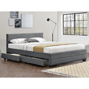 234 000006 3 Double bed Antigone pakoworld fabric anthracite with storage 160x200cmIndoor furniture > Beds