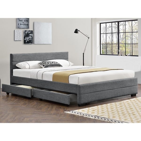 234 000006 3 Double bed Antigone pakoworld fabric anthracite with storage 160x200cmIndoor furniture > Beds