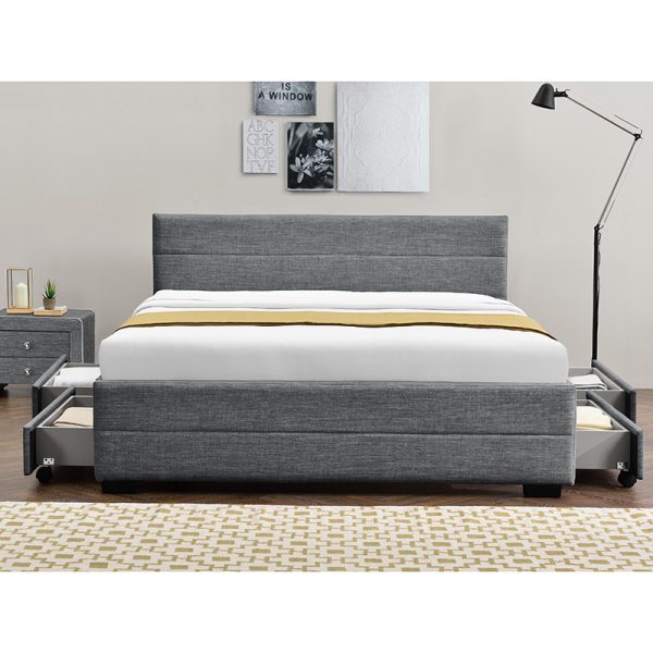 234 000006 4 Double bed Antigone pakoworld fabric anthracite with storage 160x200cmIndoor furniture > Beds